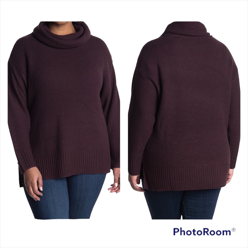 NWT Sanctuary Dark Brown Waffle Knit Cowl Neck Sweater